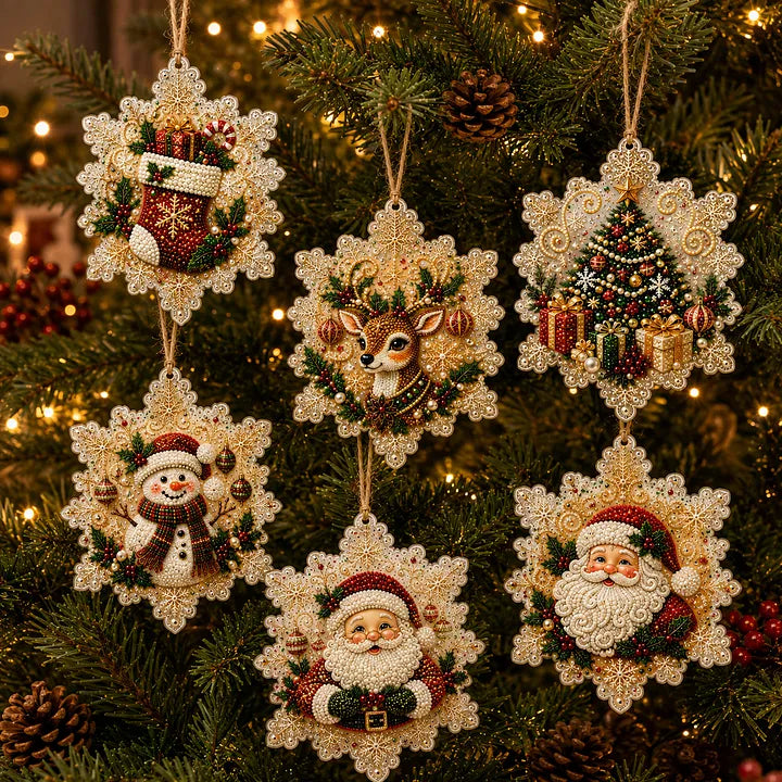 πDIY Christmas Diamond Painting Ornaments β 6-Piece Kit