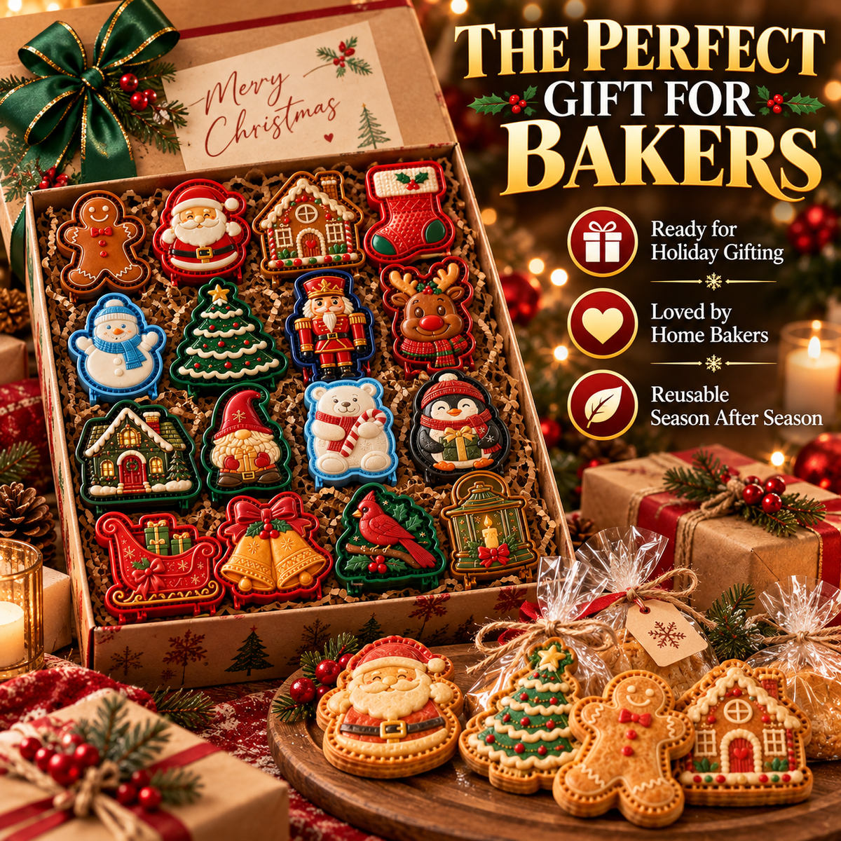 🎄 Christmas Mini Pie Molds – 16 Festive Designs