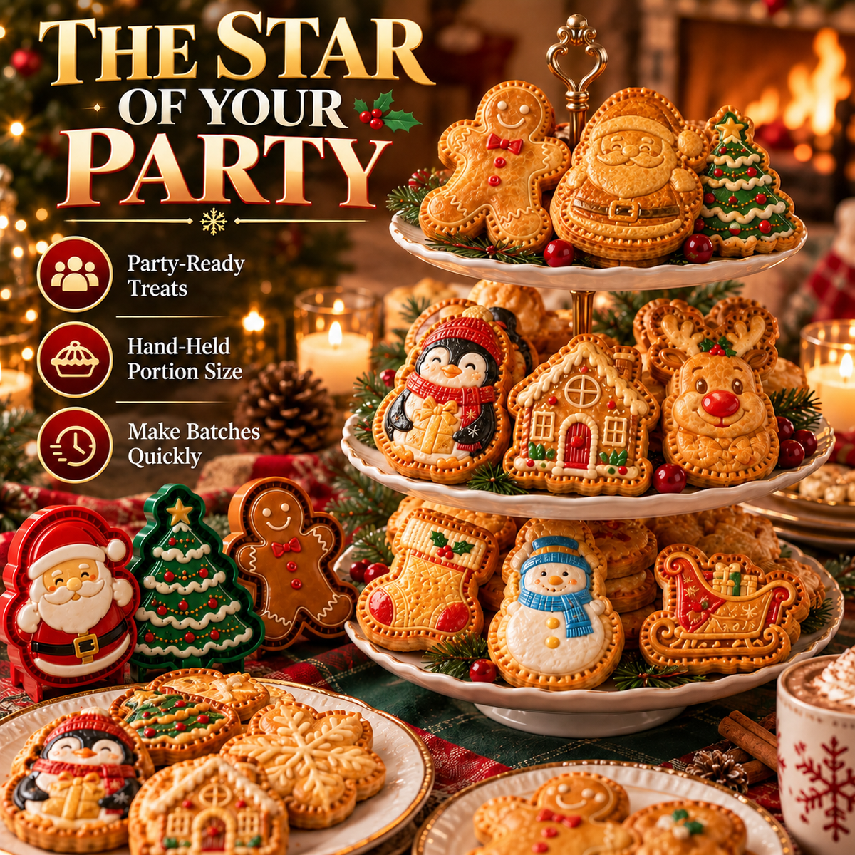 🎄 Christmas Mini Pie Molds – 16 Festive Designs