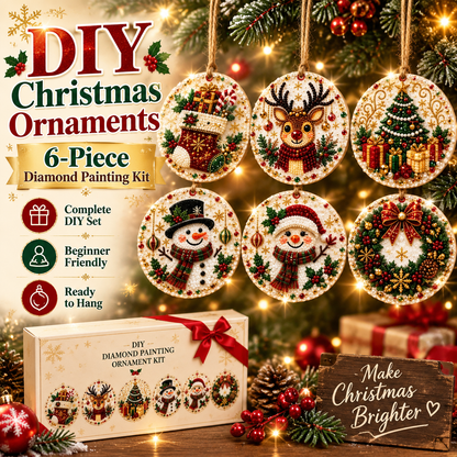 🎁DIY Christmas Diamond Painting Ornaments — 6-Piece Kit