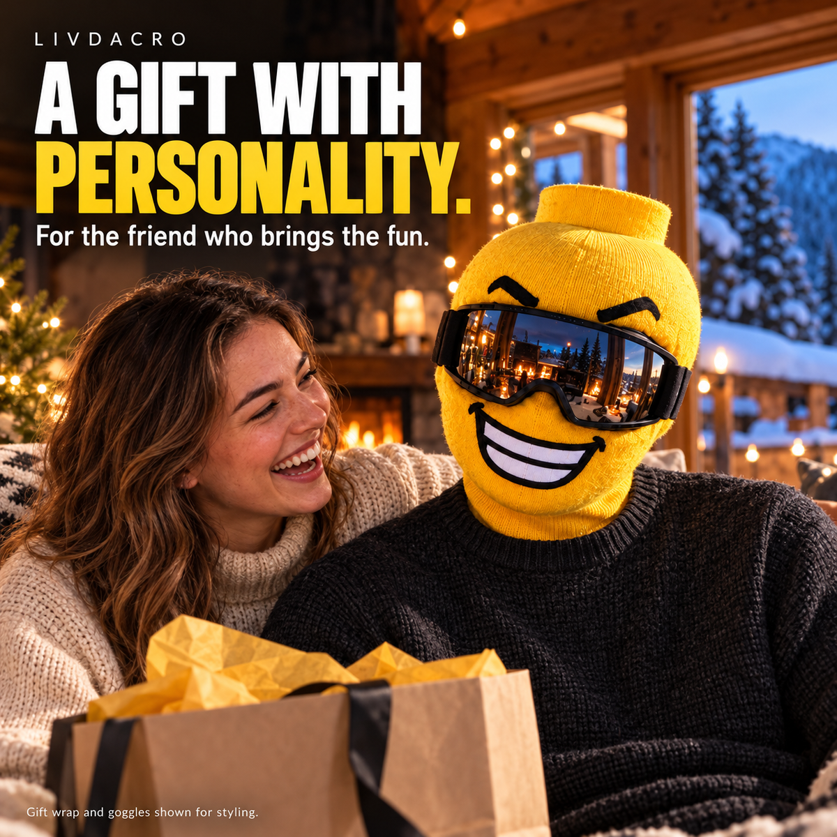 🎿 Funny Yellow Ski Mask — Choose Your Face 😜