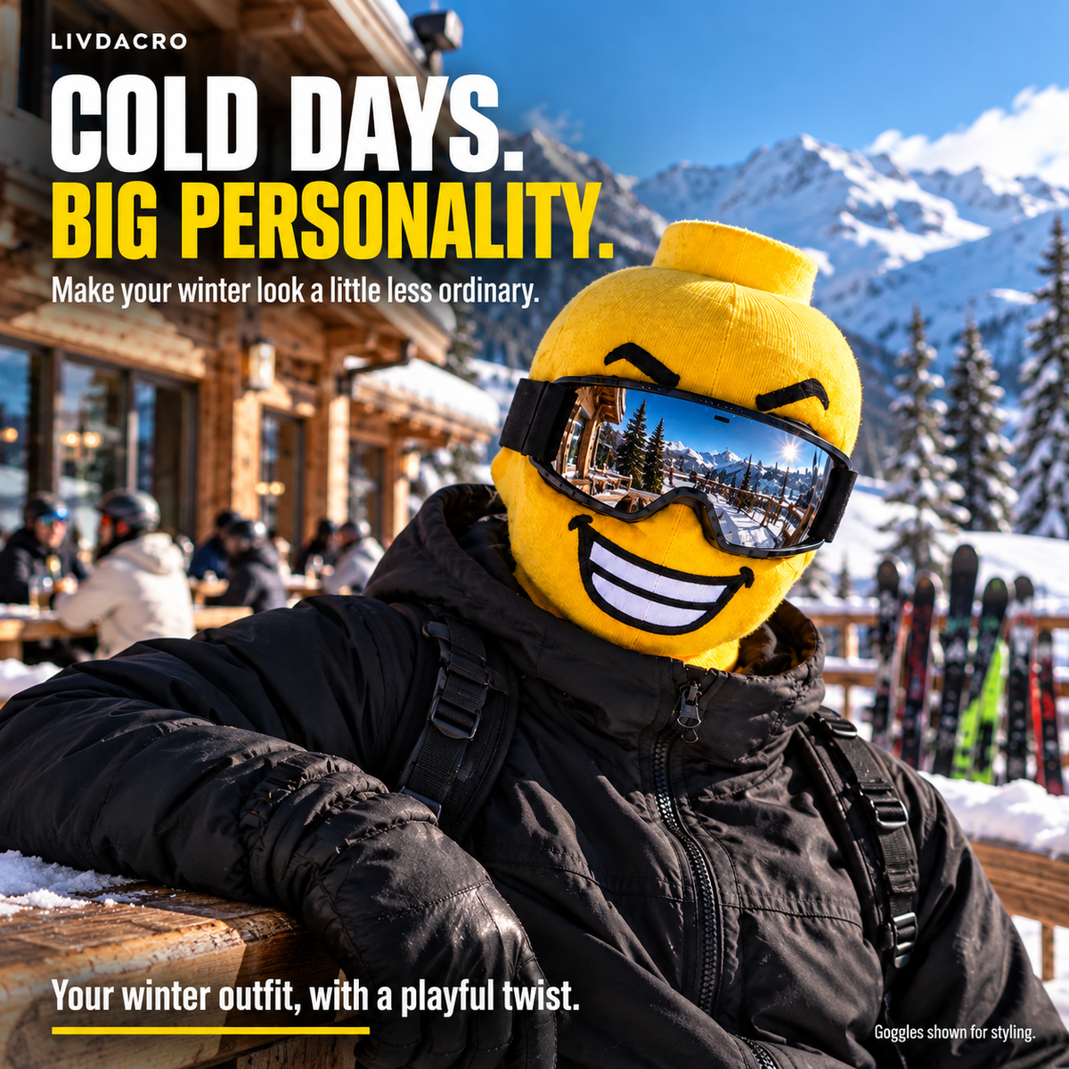 🎿 Funny Yellow Ski Mask — Choose Your Face 😜