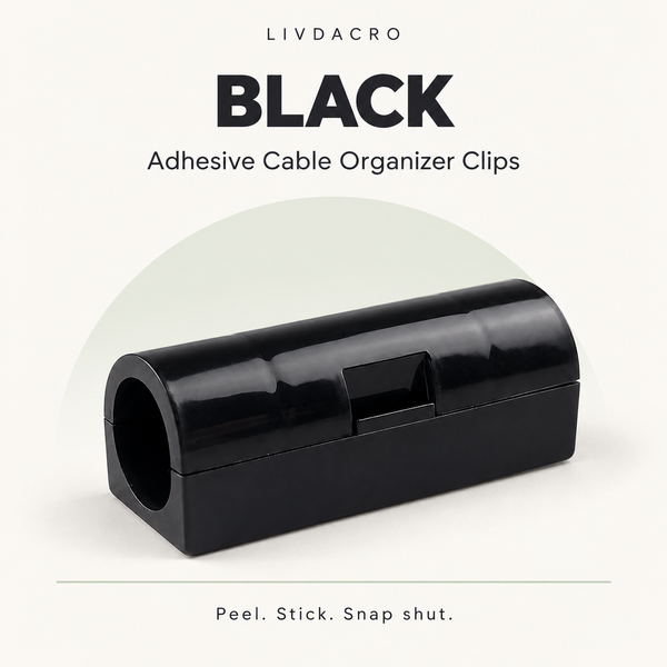 Black adhesive cable clip