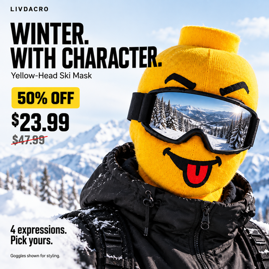 🎿 Funny Yellow Ski Mask — Choose Your Face 😜