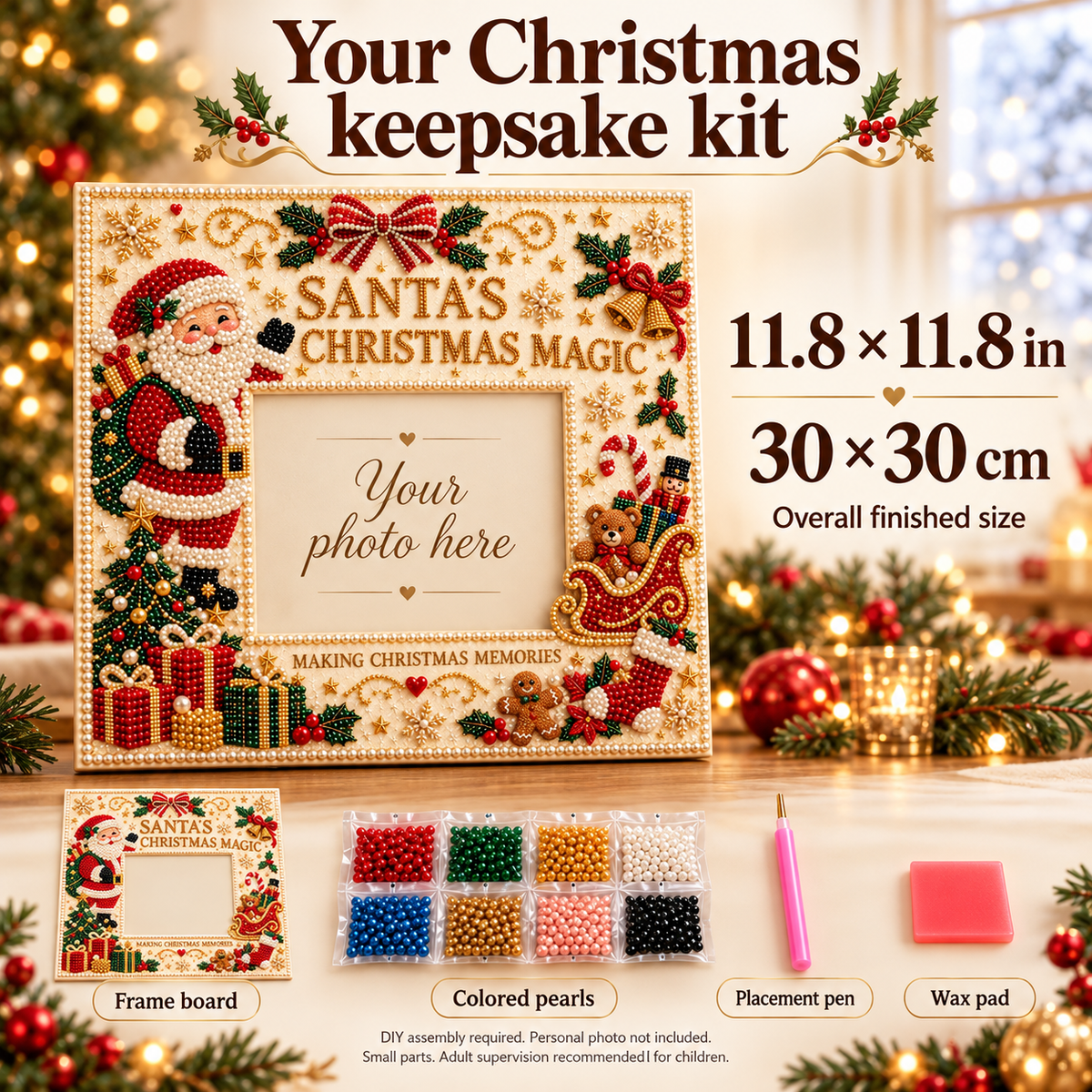 🎄 DIY Christmas Pearl Photo Frame Kit — Make Memories Together