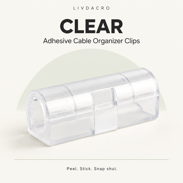 Clear adhesive cable clip