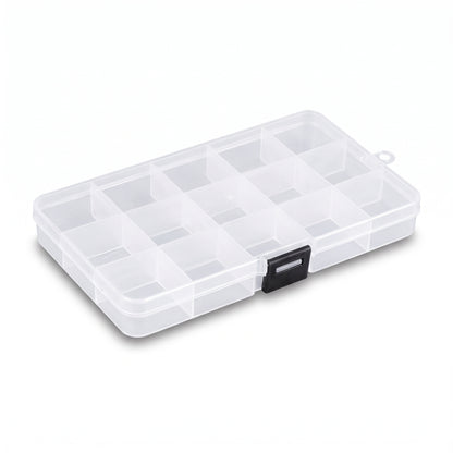 Clear 15-Grid Plastic Storage Organizer Case