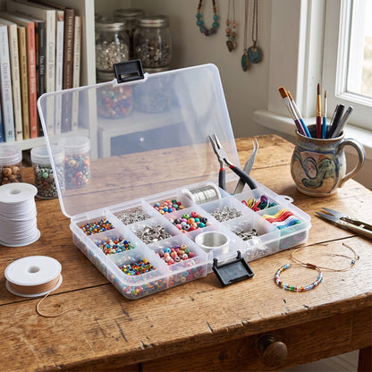 Clear 15-Grid Plastic Storage Organizer Case