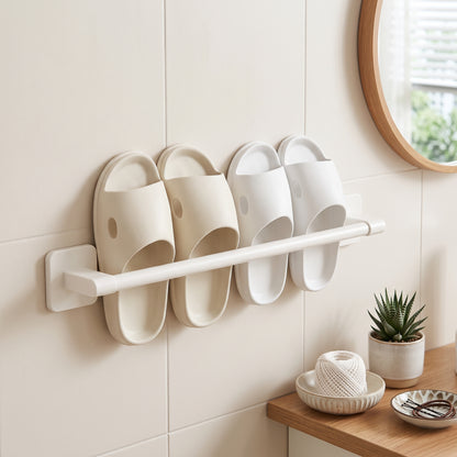 Wall-Mounted Cream Slipper Rack