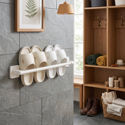 Wall-Mounted Cream Slipper Rack