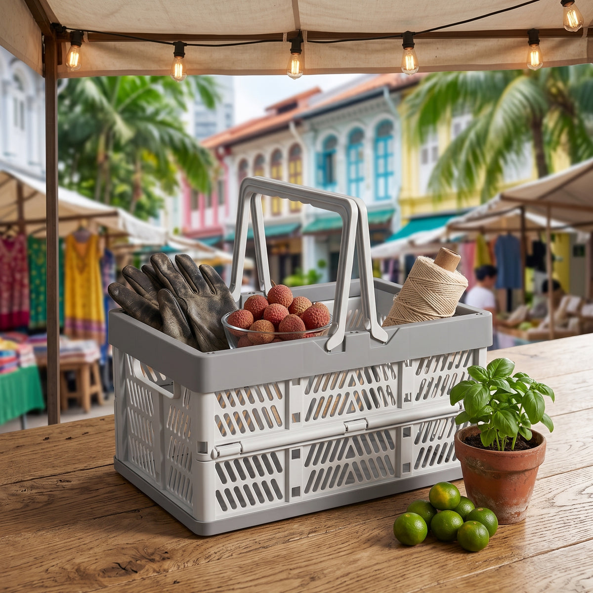 Portable Collapsible Plastic Storage Crate