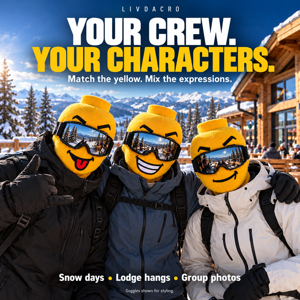 🎿 Funny Yellow Ski Mask — Choose Your Face 😜