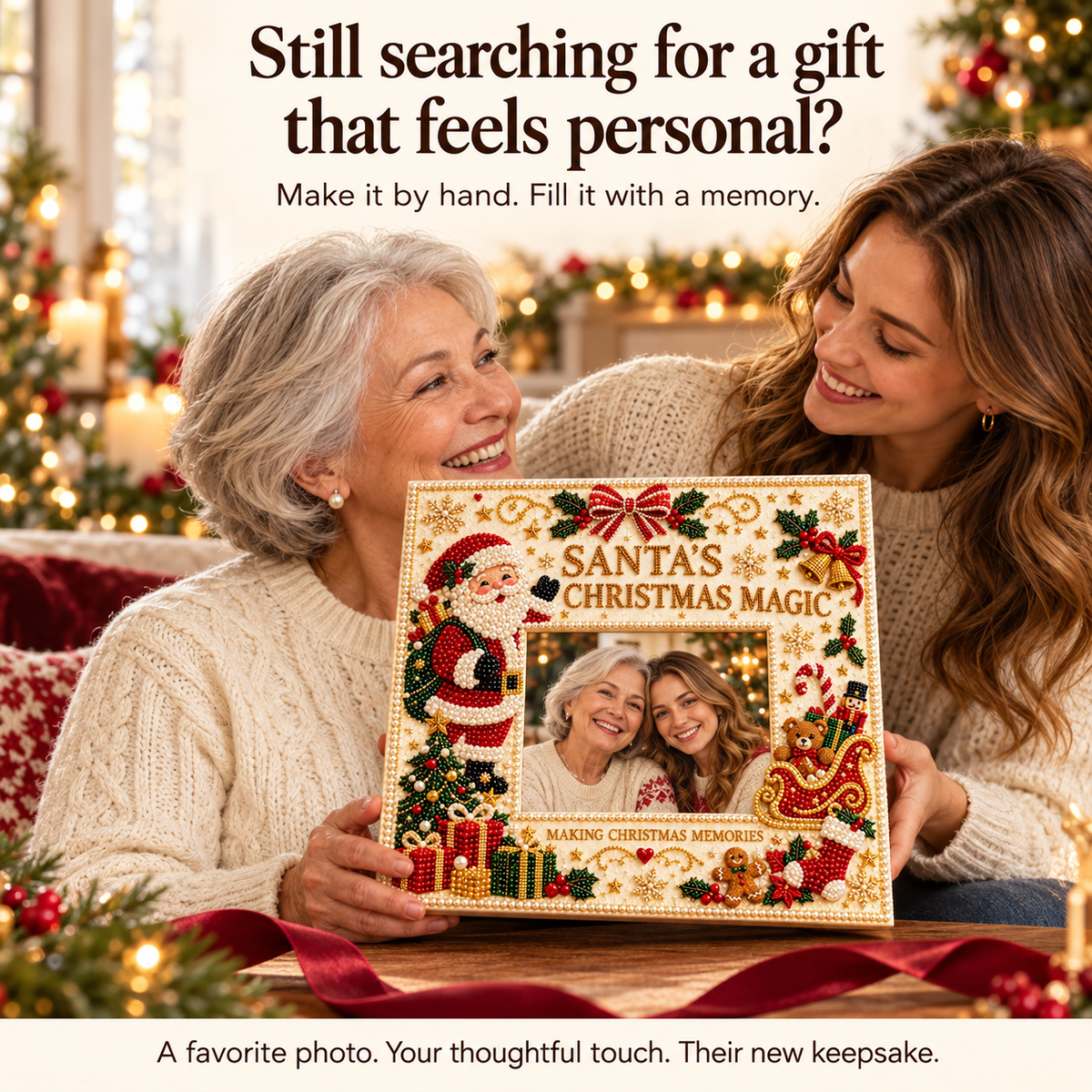 🎄 DIY Christmas Pearl Photo Frame Kit — Make Memories Together