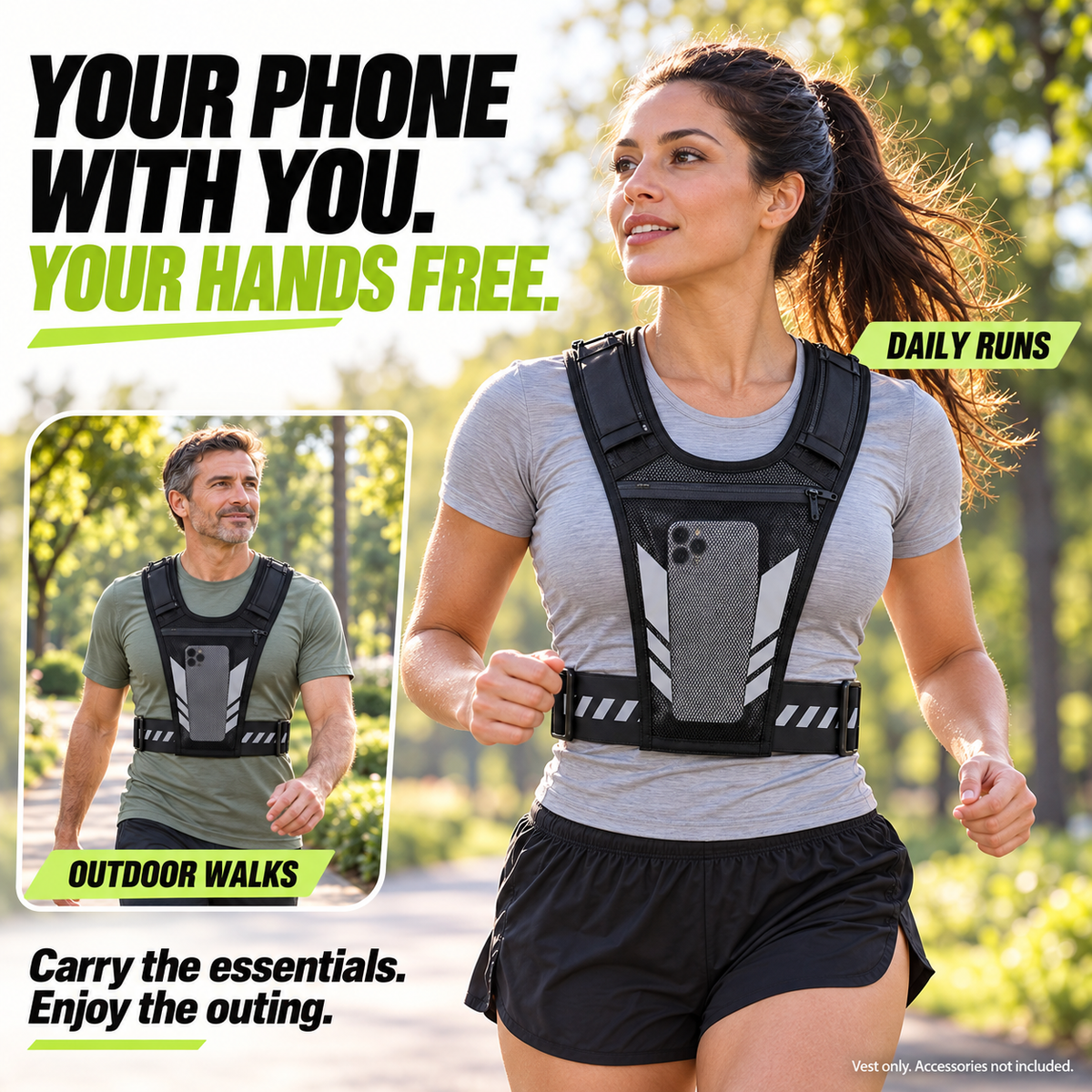 Reflective Running Vest with Phone Pocket