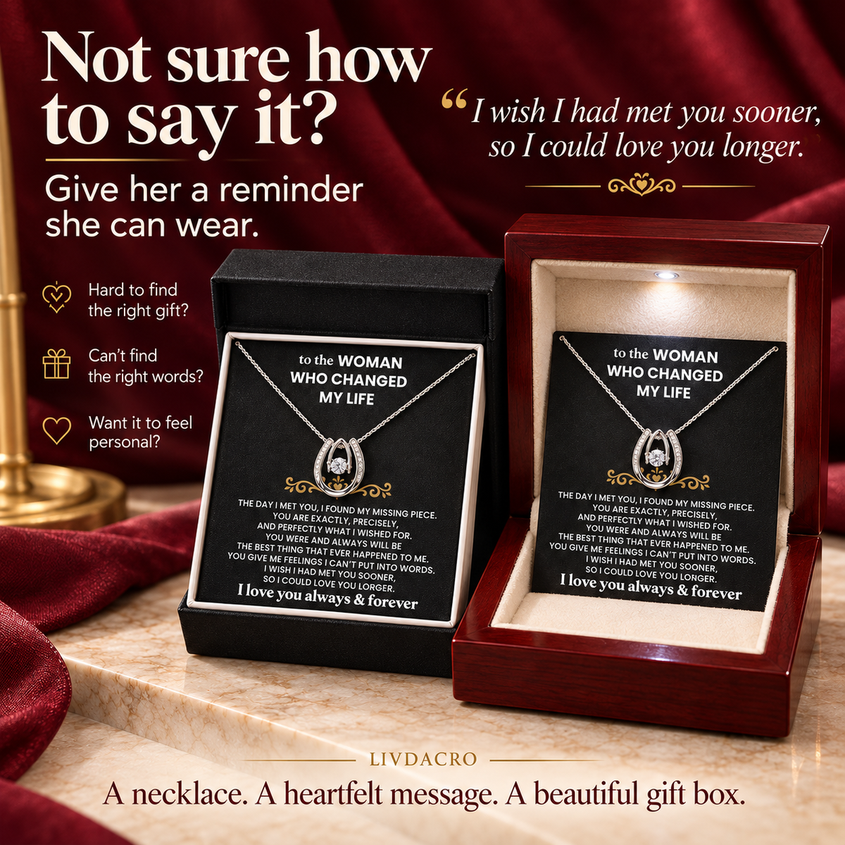 💝 For the Woman Who Changed My Life — Necklace Gift Set🎀