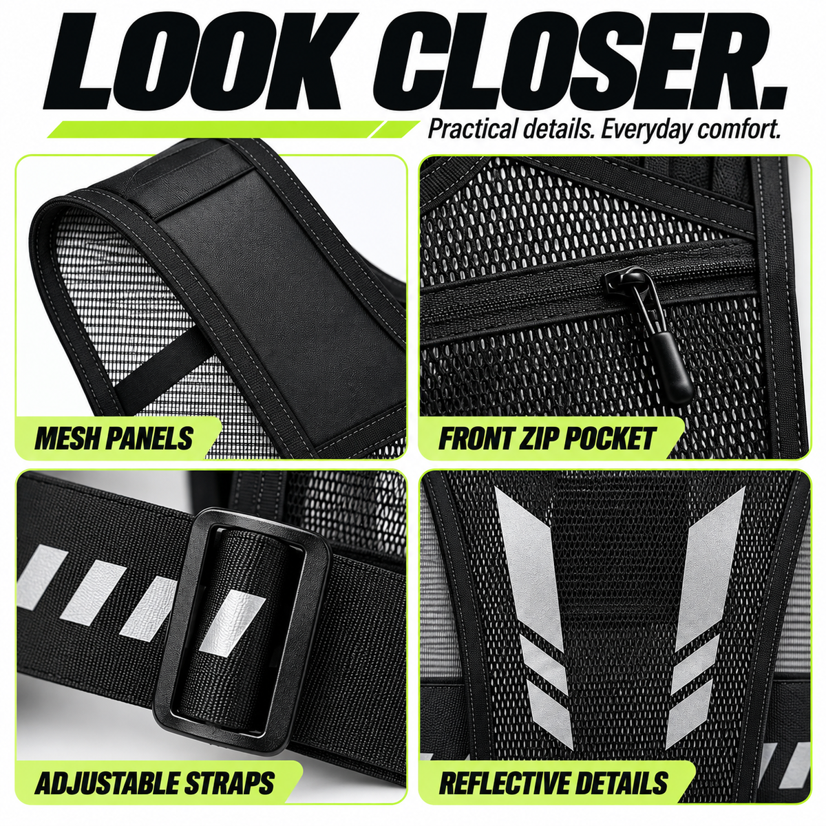 Reflective Running Vest with Phone Pocket