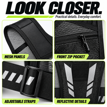 Reflective Running Vest with Phone Pocket