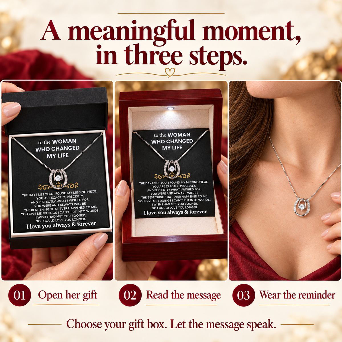 💝 For the Woman Who Changed My Life — Necklace Gift Set🎀