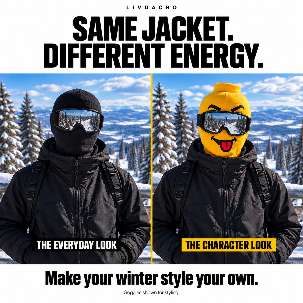 🎿 Funny Yellow Ski Mask — Choose Your Face 😜