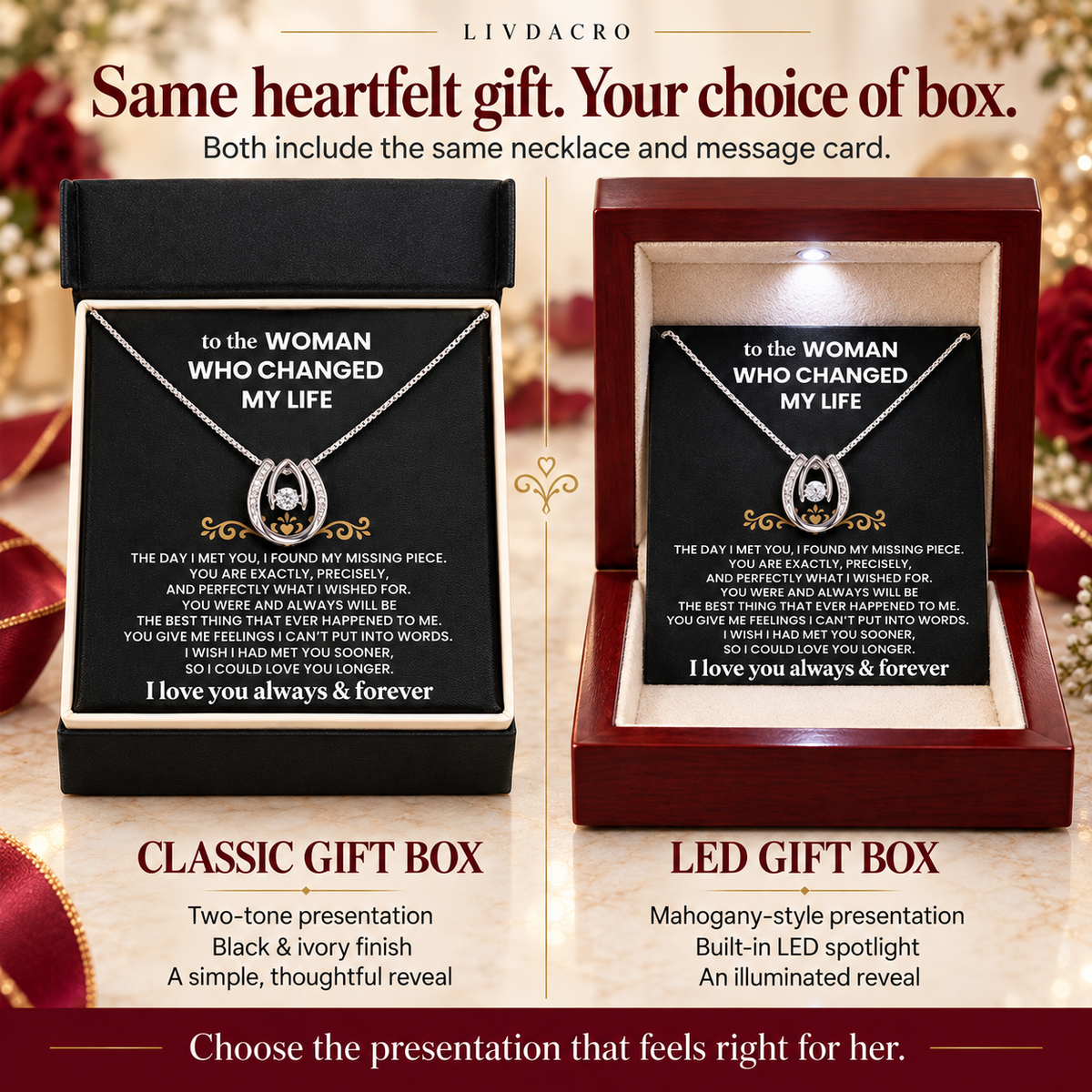 💝 For the Woman Who Changed My Life — Necklace Gift Set🎀