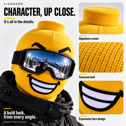 🎿 Funny Yellow Ski Mask — Choose Your Face 😜