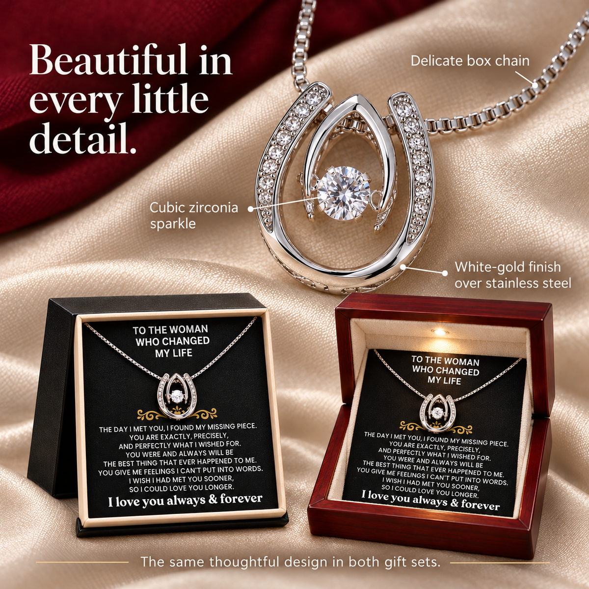 💝 For the Woman Who Changed My Life — Necklace Gift Set🎀