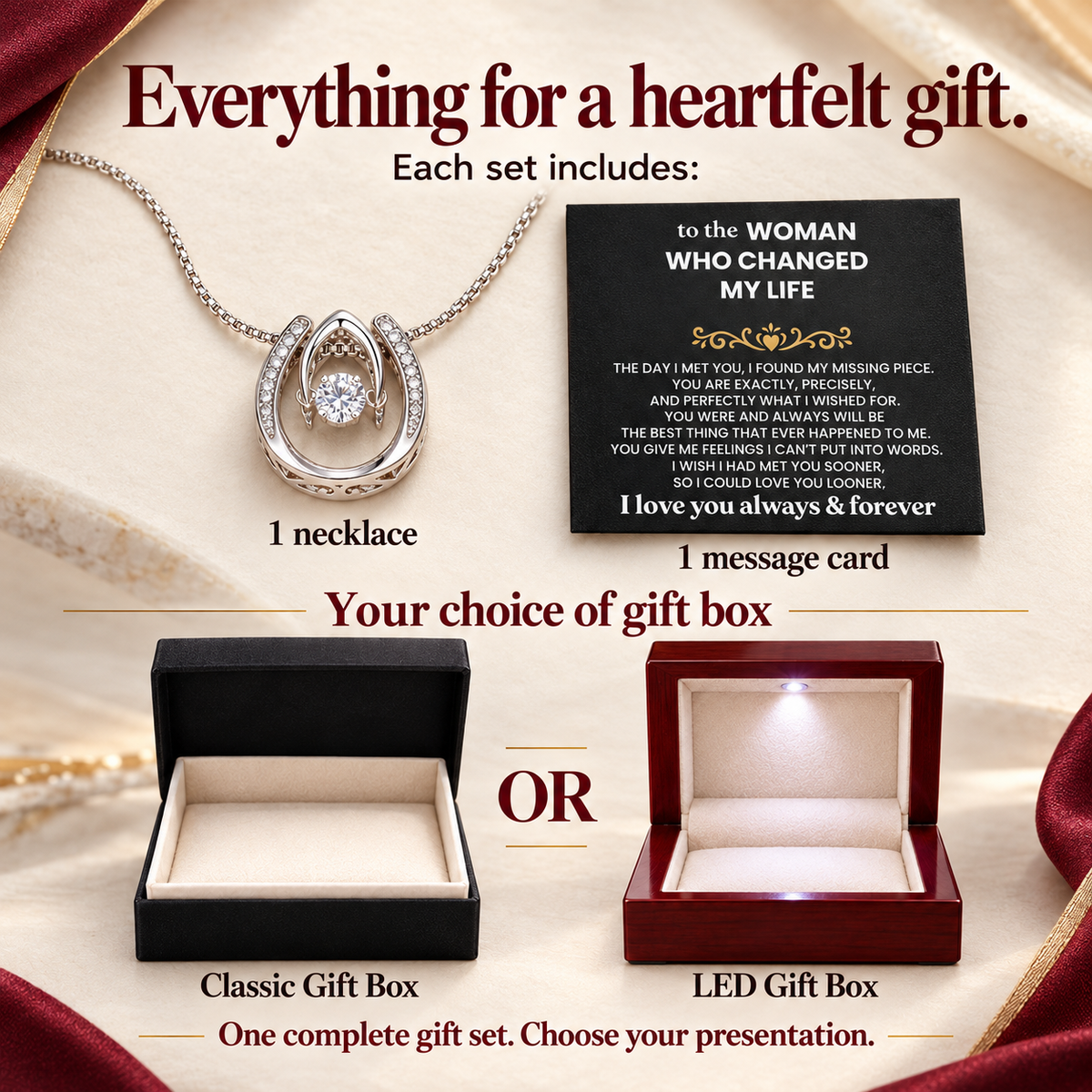 💝 For the Woman Who Changed My Life — Necklace Gift Set🎀
