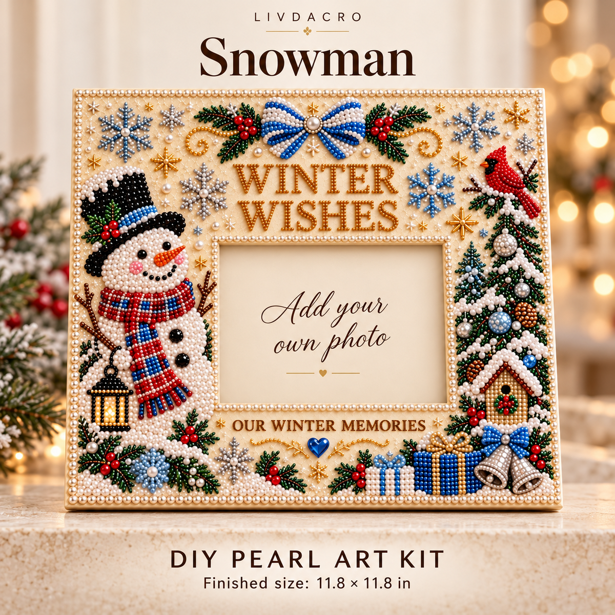 🎄 DIY Christmas Pearl Photo Frame Kit — Make Memories Together