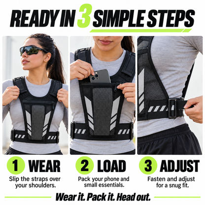 Reflective Running Vest with Phone Pocket