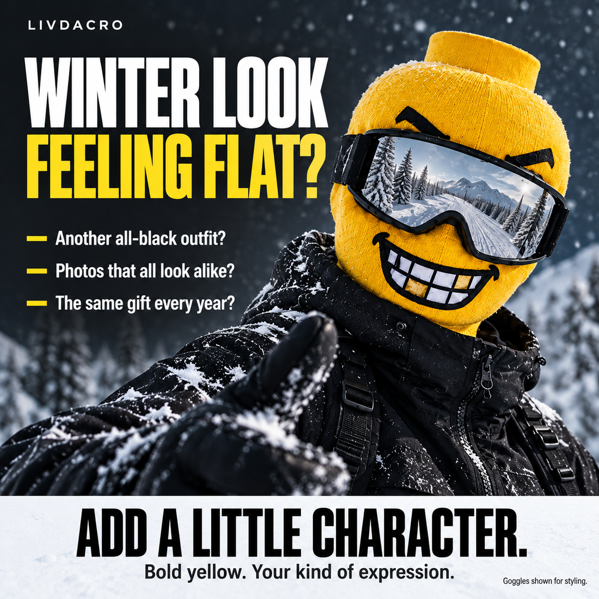 🎿 Funny Yellow Ski Mask — Choose Your Face 😜
