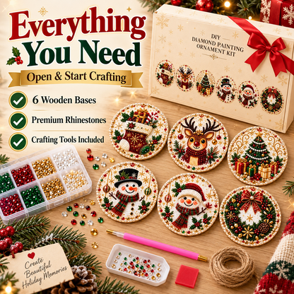 🎁DIY Christmas Diamond Painting Ornaments — 6-Piece Kit