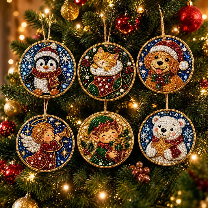 🎁DIY Christmas Diamond Painting Ornaments — 6-Piece Kit