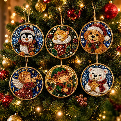 🎁DIY Christmas Diamond Painting Ornaments — 6-Piece Kit