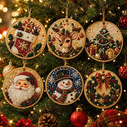 🎁DIY Christmas Diamond Painting Ornaments — 6-Piece Kit