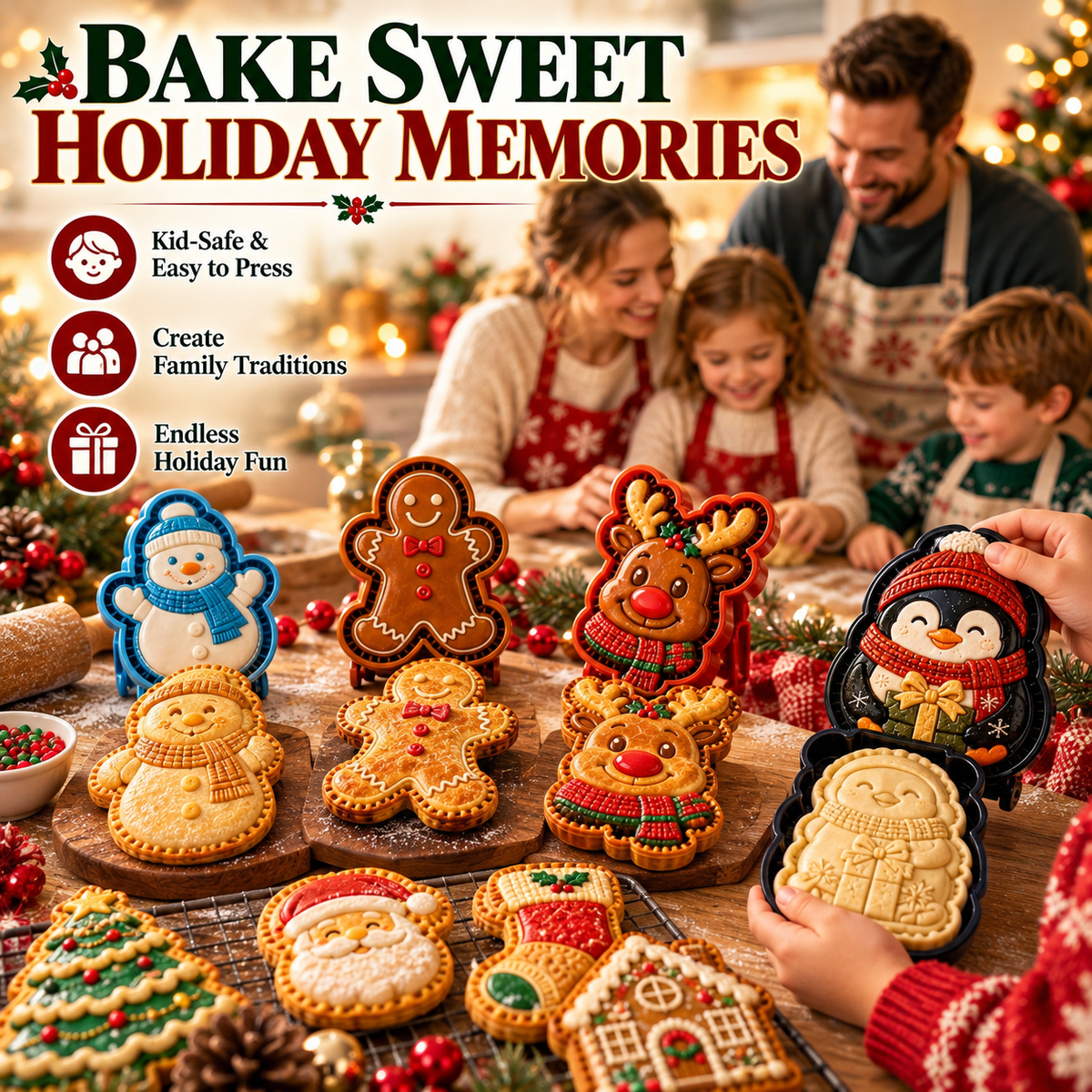 🎄 Christmas Mini Pie Molds – 16 Festive Designs