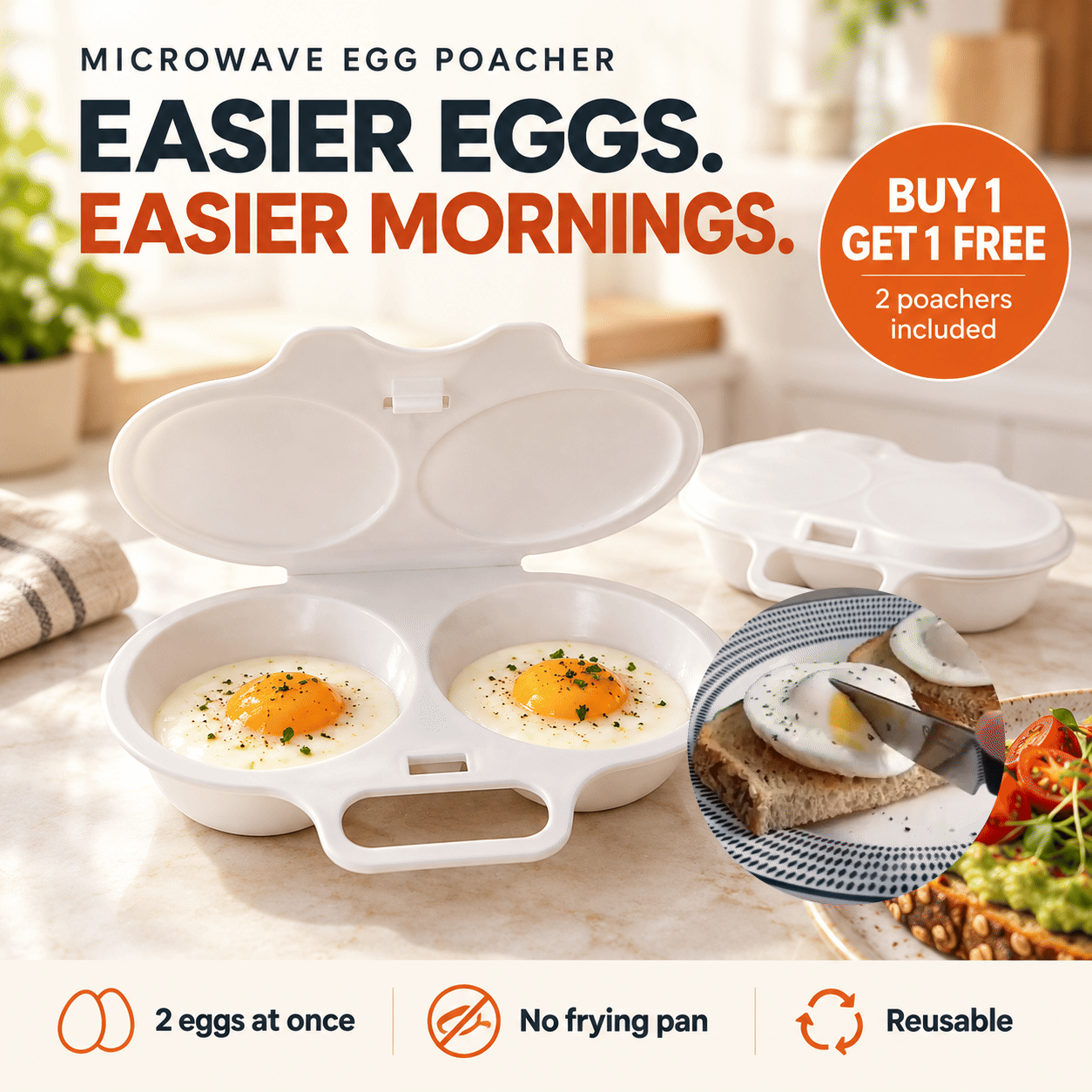 🎁 BUY 1 GET 1 FREE | Microwave Egg Poacher